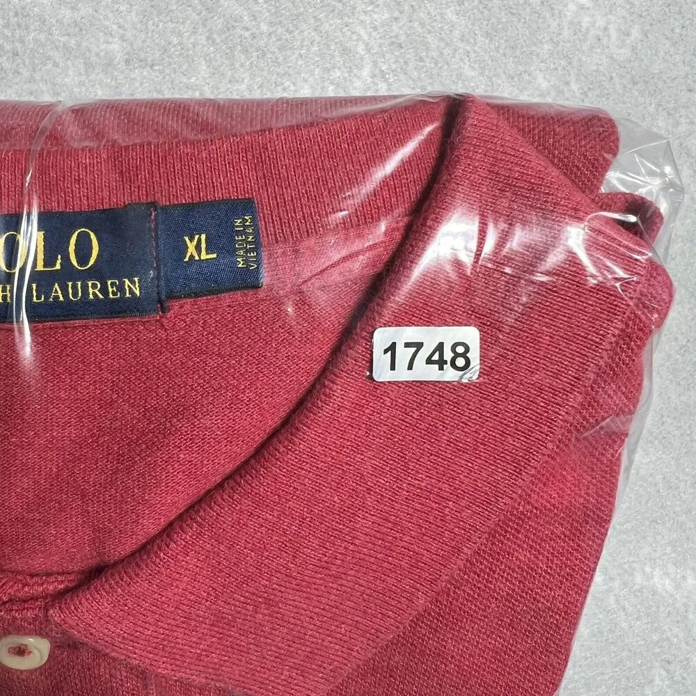 Polo Ralph Lauren Pique Polo Shirt Men’s XL Red Classic Fit Long Sleeve
